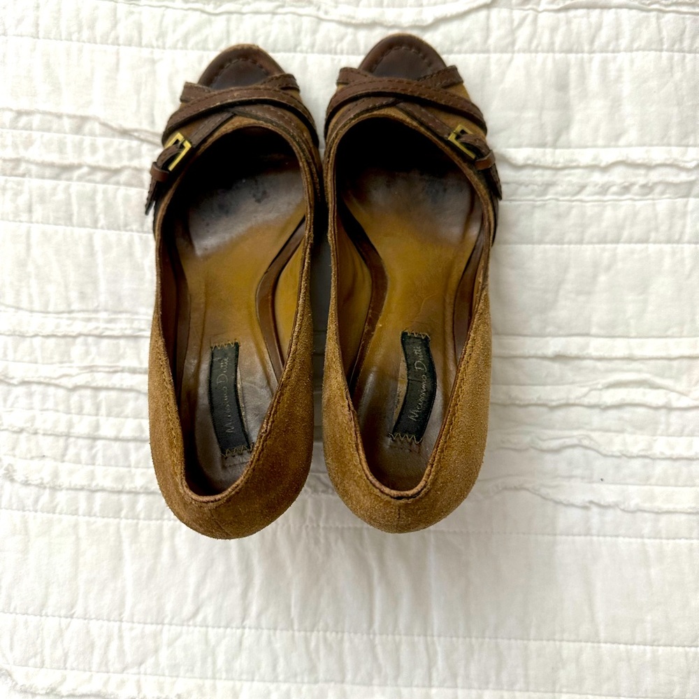 Massimo Dutti brown suede wedge women’s shoes (size 7)